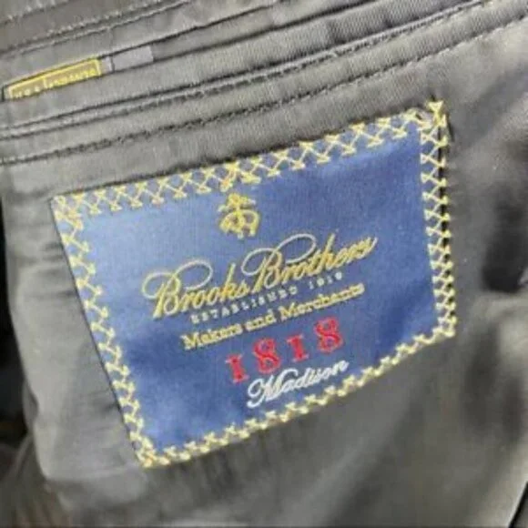 Brooks Brothers 1818 Madison Navy Blue 100% Wool Blazer Size 42R 36W Sports Coat - Picture 7 of 11